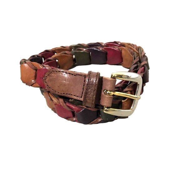 Leather Braided Belt Small  Multicolor Rainbow Women's - Picture 1 of 8